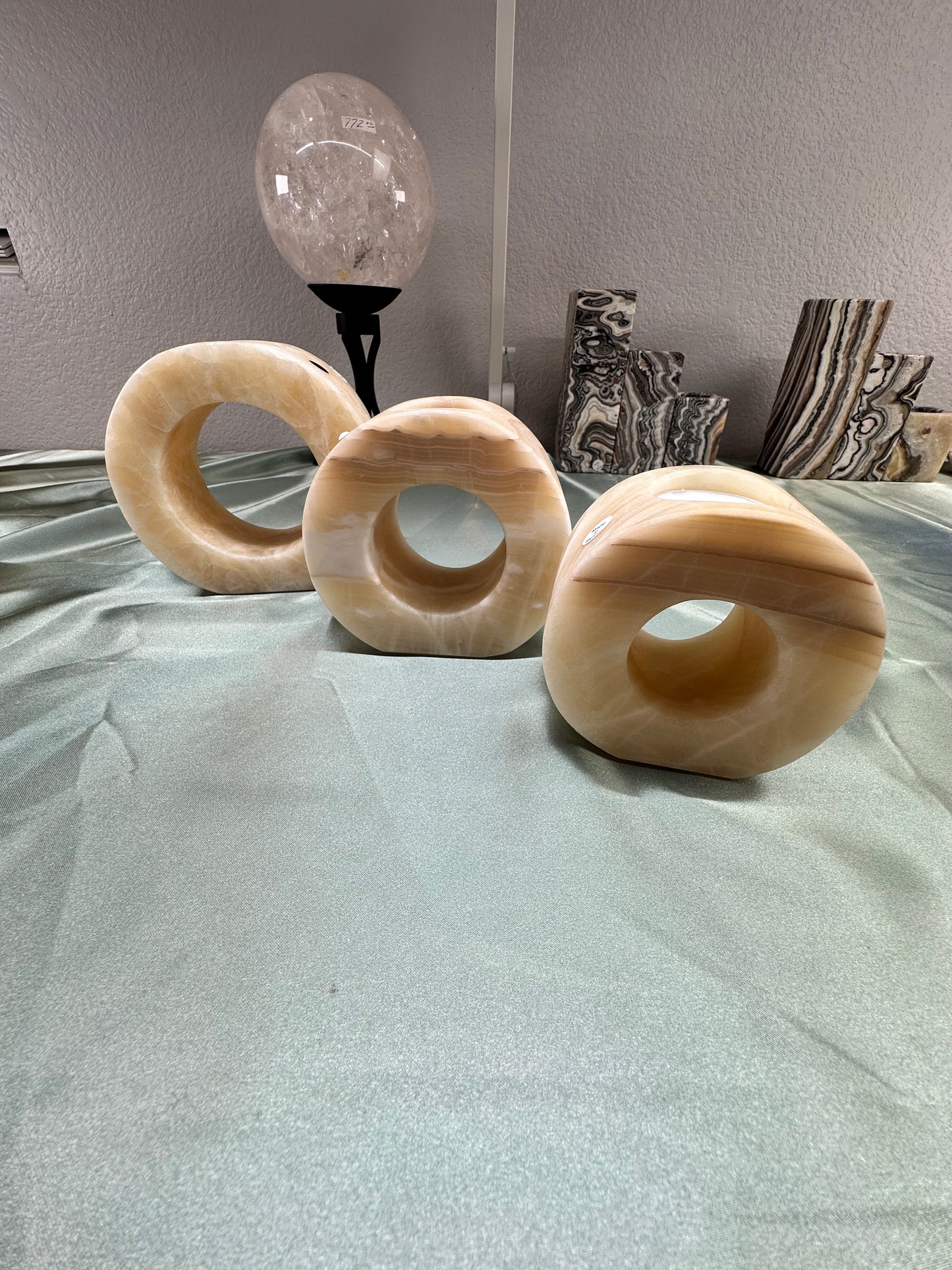 Orange Calcite Donut Candle Holders A