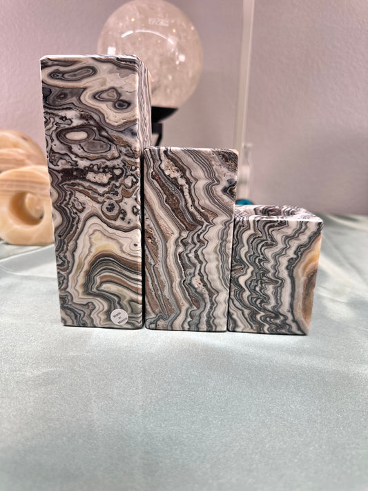 Banded Calcite Candle Holders B
