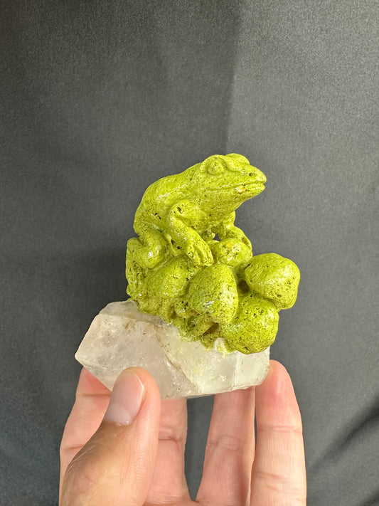 Nontronite Frog on Quartz | France