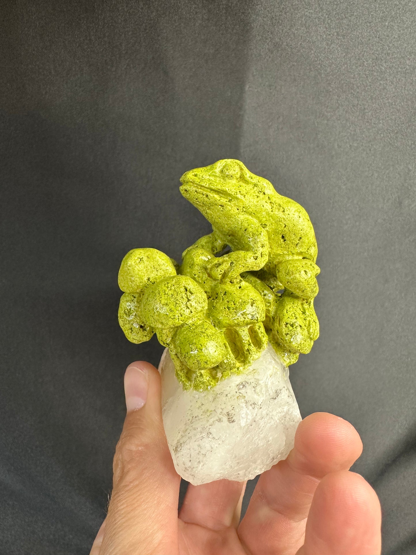 Nontronite Frog on Quartz | France