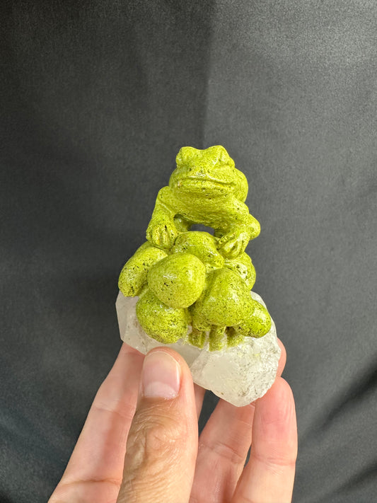 Nontronite Frog on Quartz | France