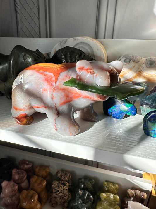 Agate Cub with Nephrite Jade Fish
