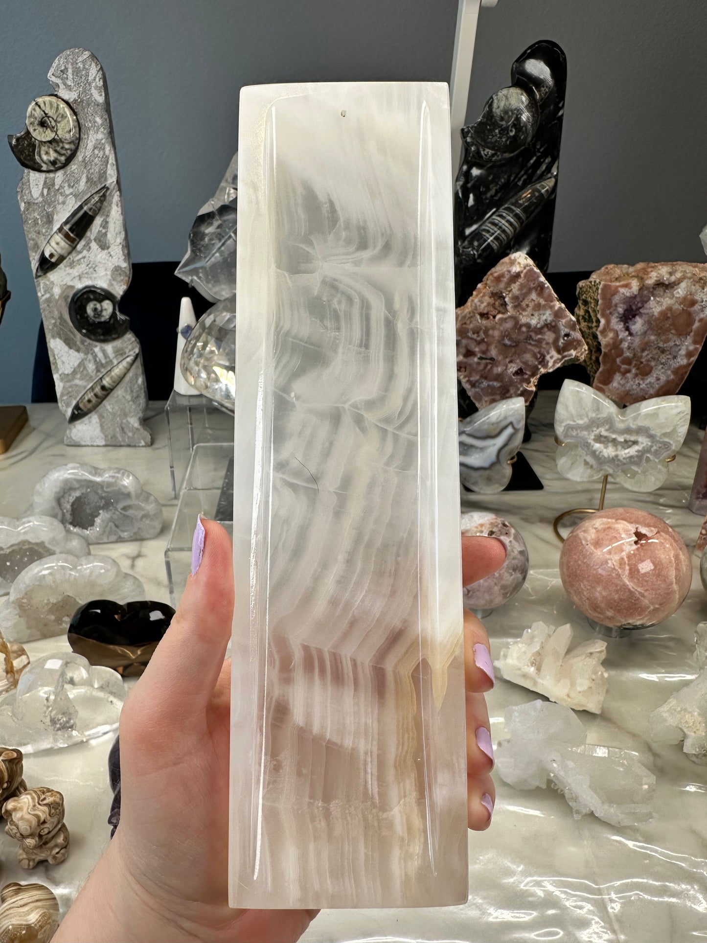 White Calcite Incense Holder C