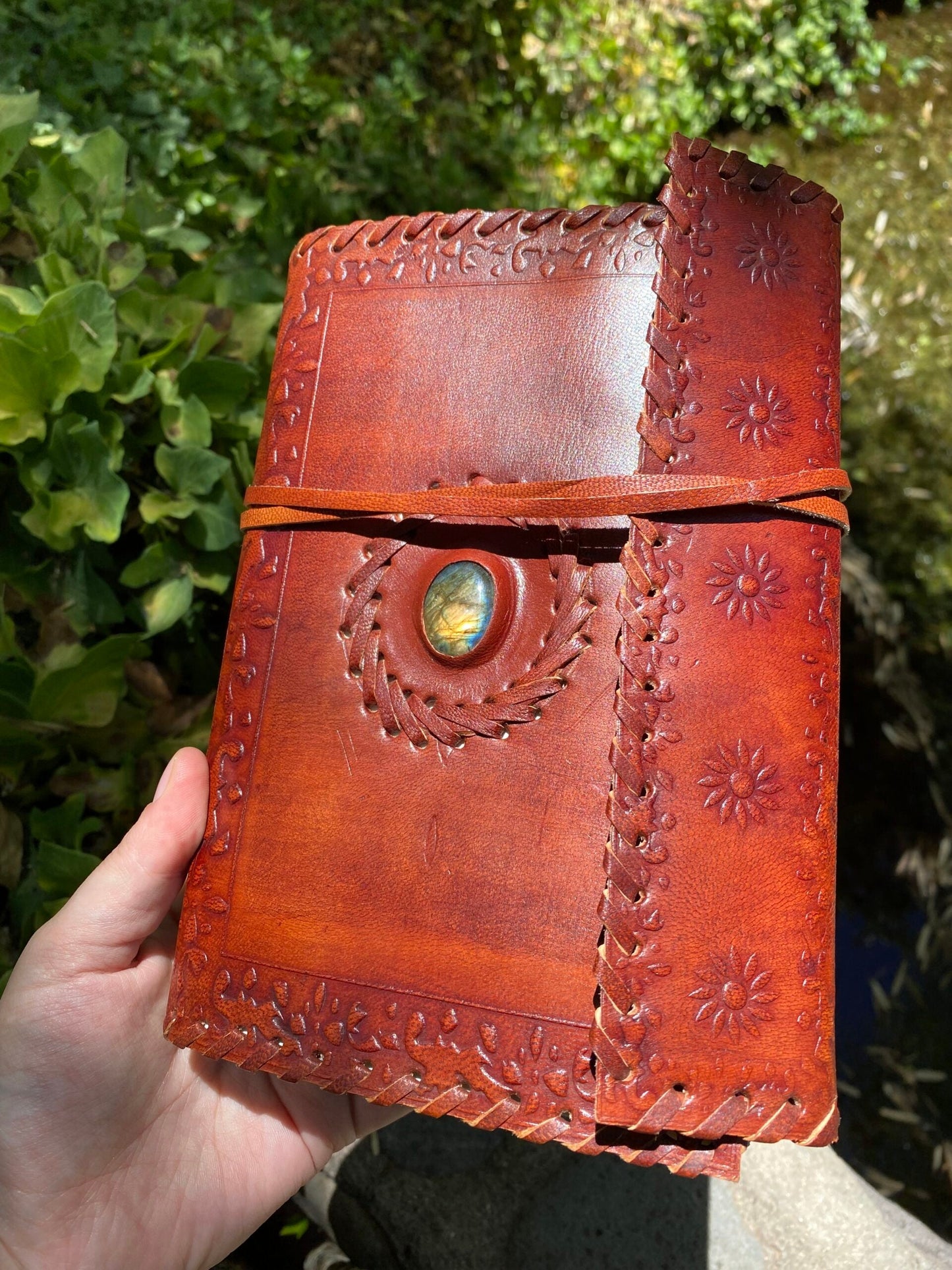 Starborn Labradorite Accent Celtic Style Leather Journal