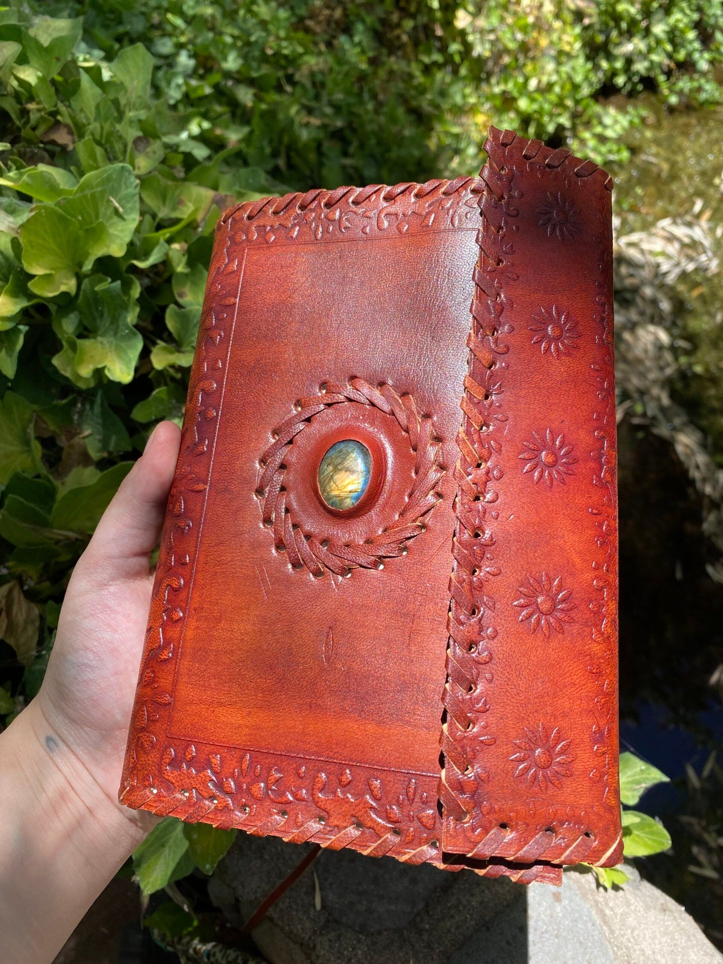 Starborn Labradorite Accent Celtic Style Leather Journal