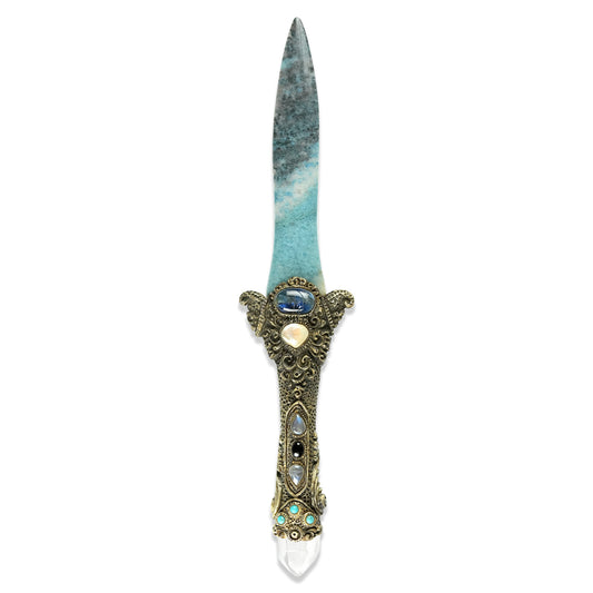 Starborn Troilite Crystal Wand with Decorative Gemstone Inlay Clay Handle