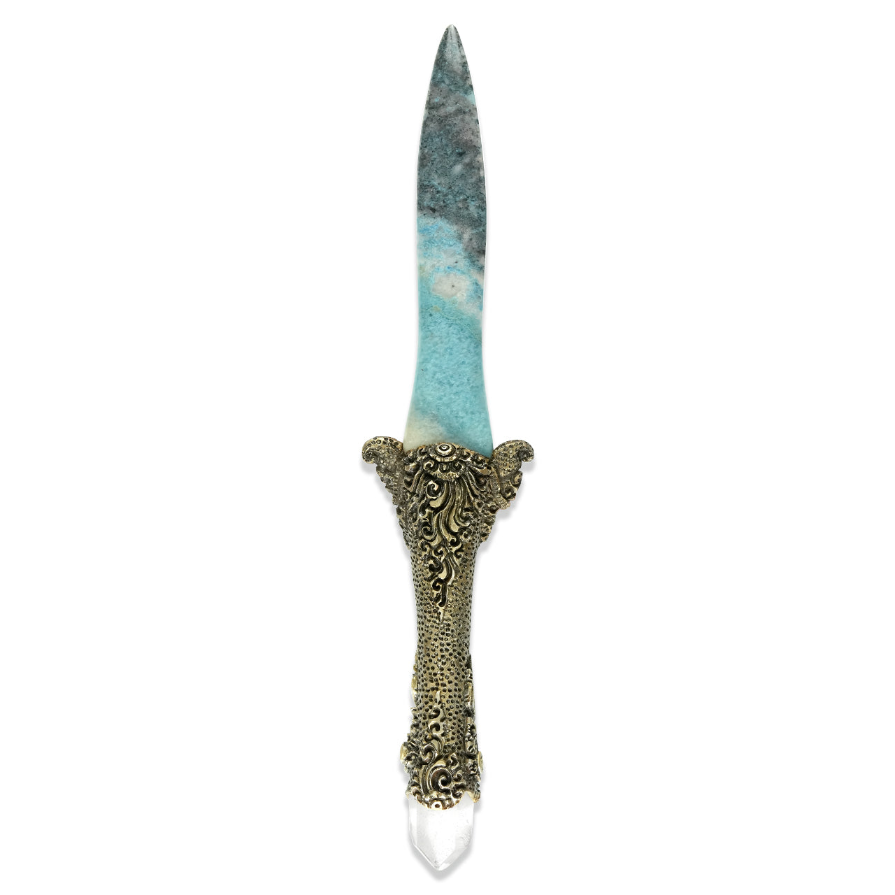 Starborn Troilite Crystal Wand with Decorative Gemstone Inlay Clay Handle
