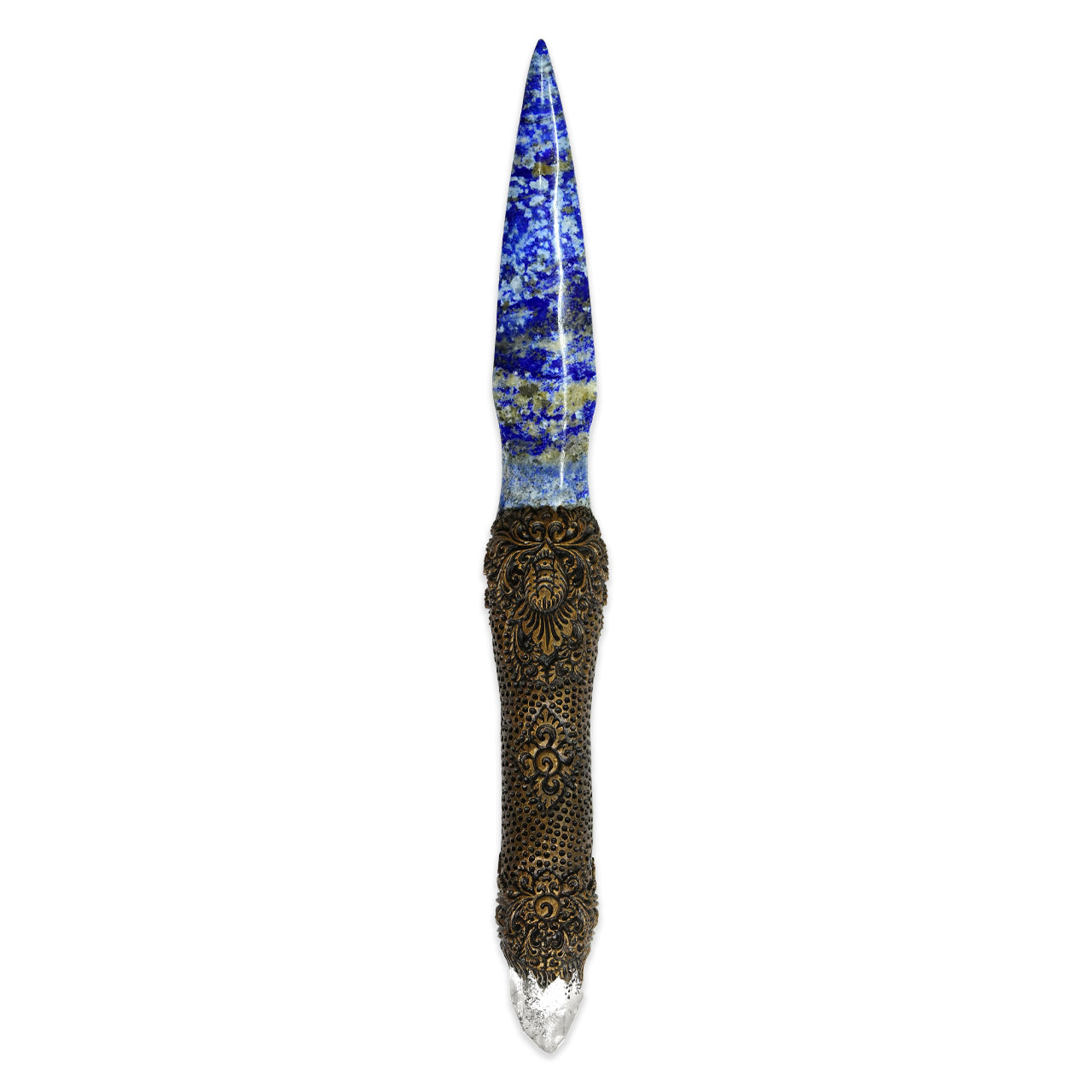 Starborn Lapis Lazuli Crystal Wand with Decorative Gemstone Inlay Clay Handle