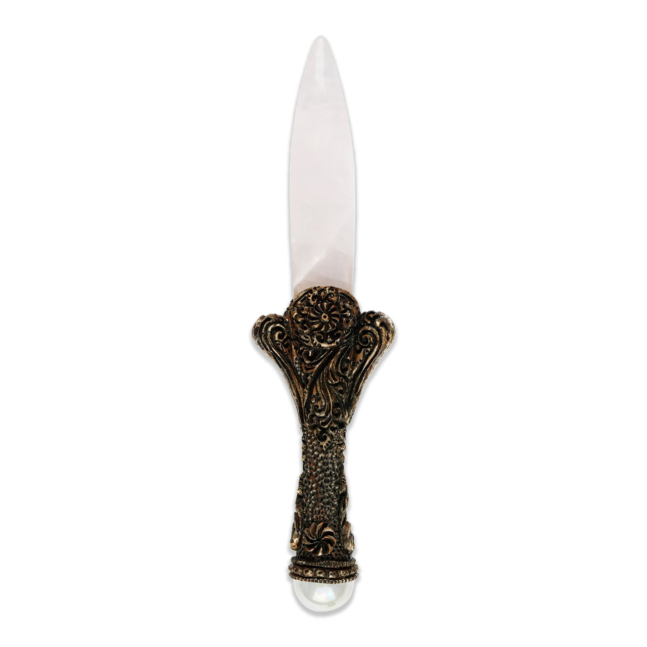 Starborn Rose Quartz Crystal Wand with Decorative Gemstone Inlay Clay Handle