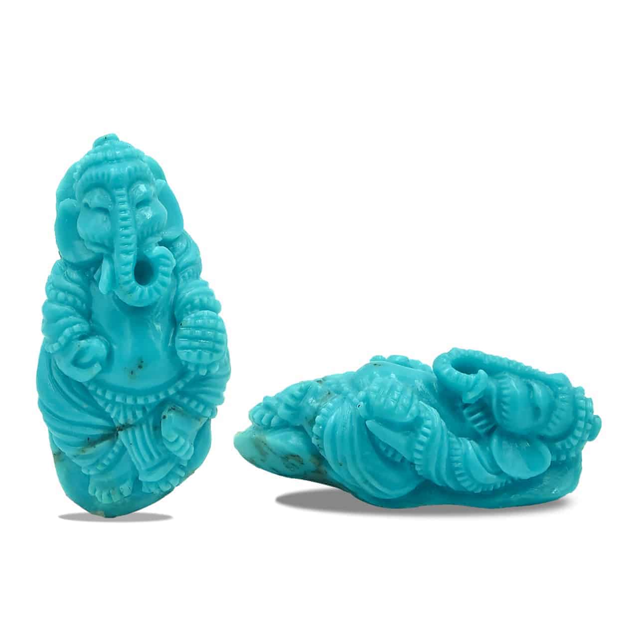 Starborn Hand Carved Turquoise Ganesh (50ct) - 1 Piece
