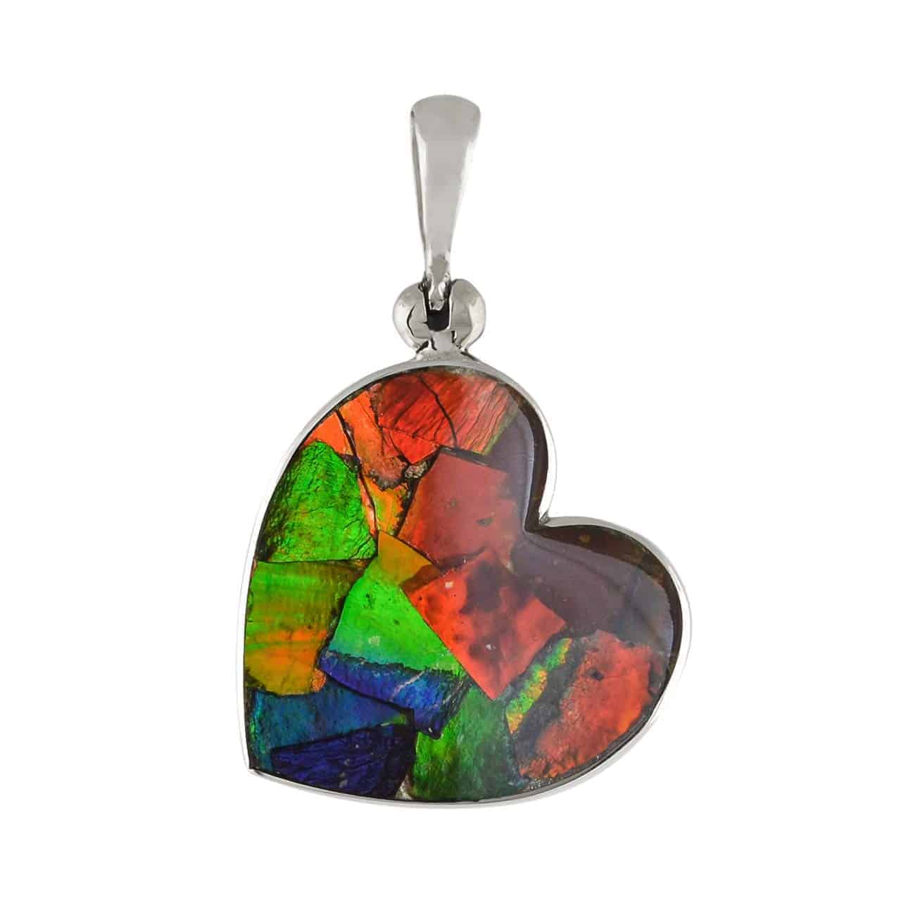 Starborn Ammolite Heart Pendant Sterling Silver - Large