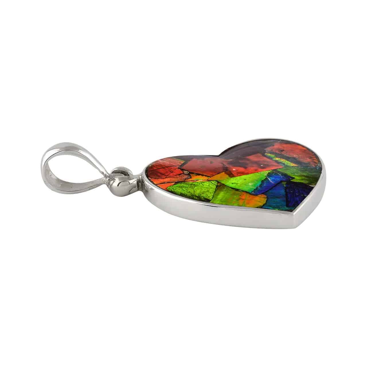 Starborn Ammolite Heart Pendant Sterling Silver - Large