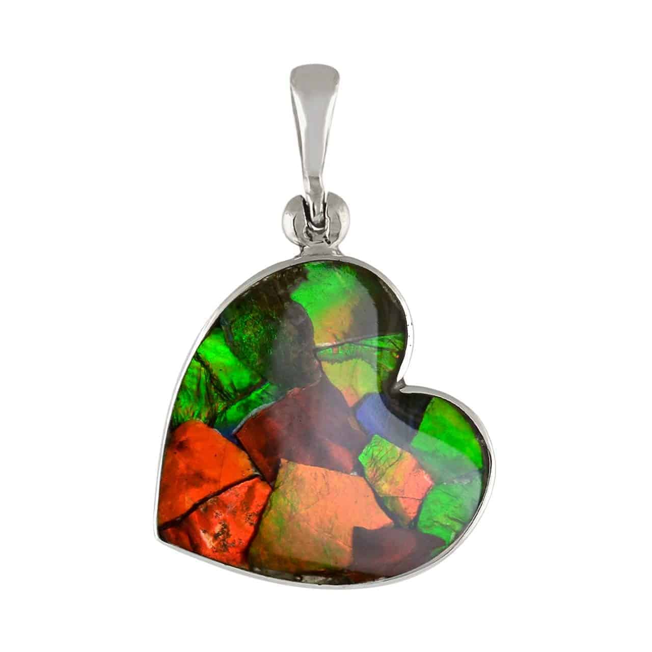 Starborn Ammolite Heart Pendant Sterling Silver - Large