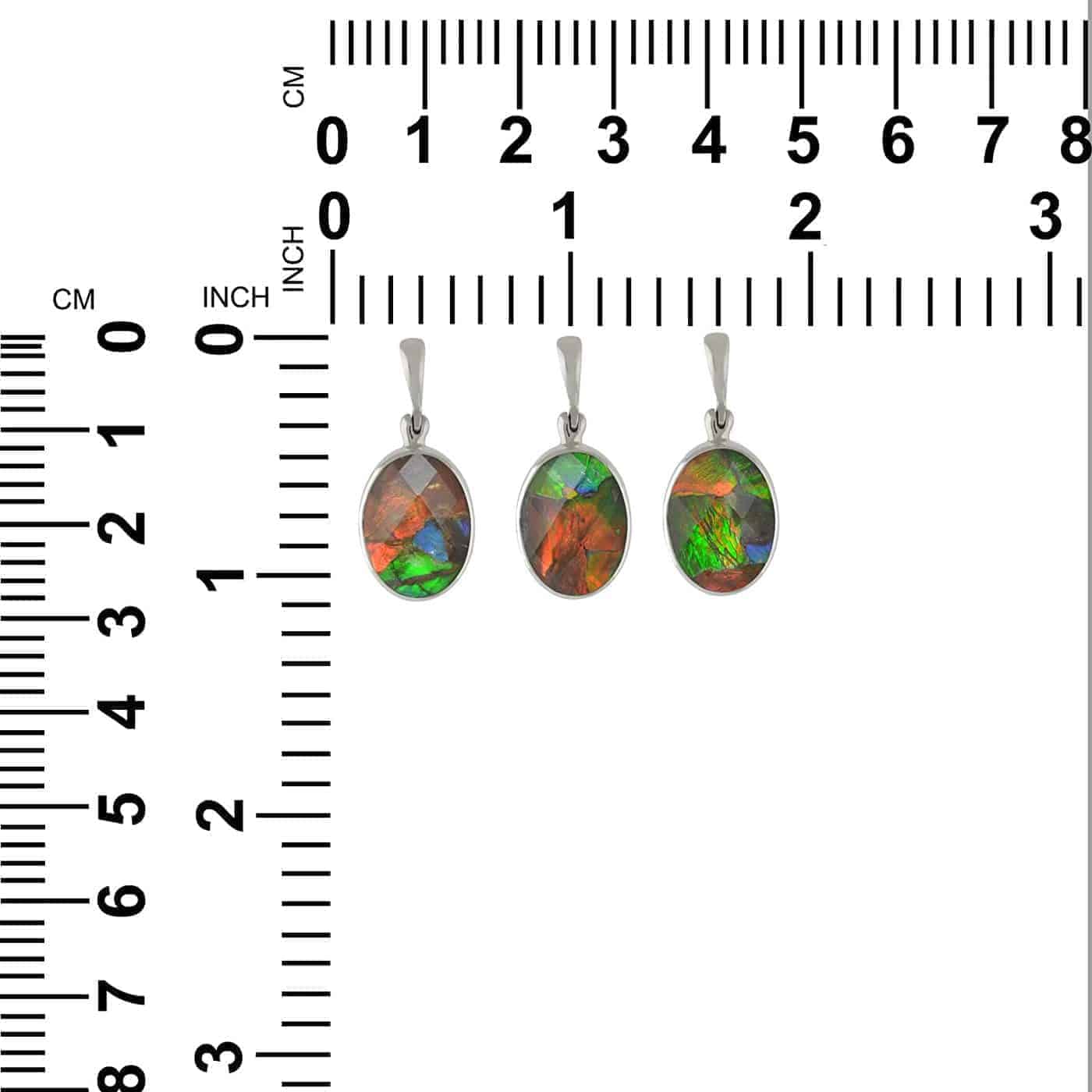Starborn Faceted Ammolite Doublet Oval Pendant in Sterling Silver
