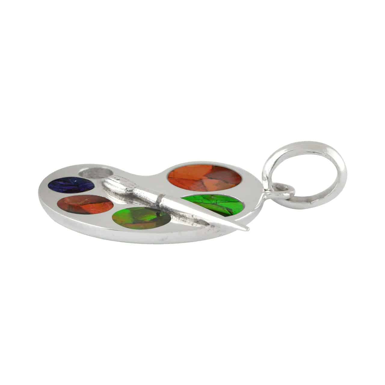 Starborn Ammolite and Sterling Silver Artist Palette Pendant
