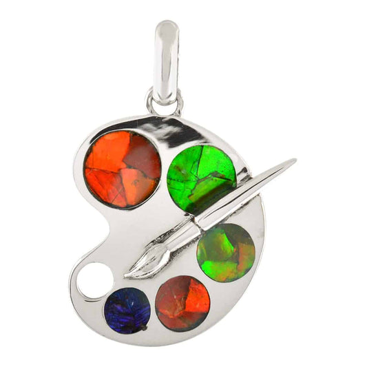 Starborn Ammolite and Sterling Silver Artist Palette Pendant