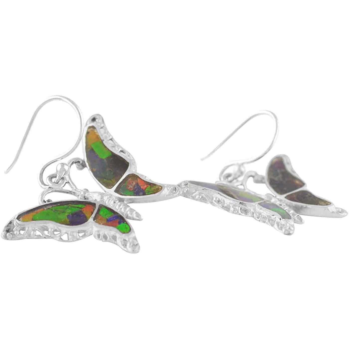 Starborn Ammolite Butterfly Earrings in Sterling Silver