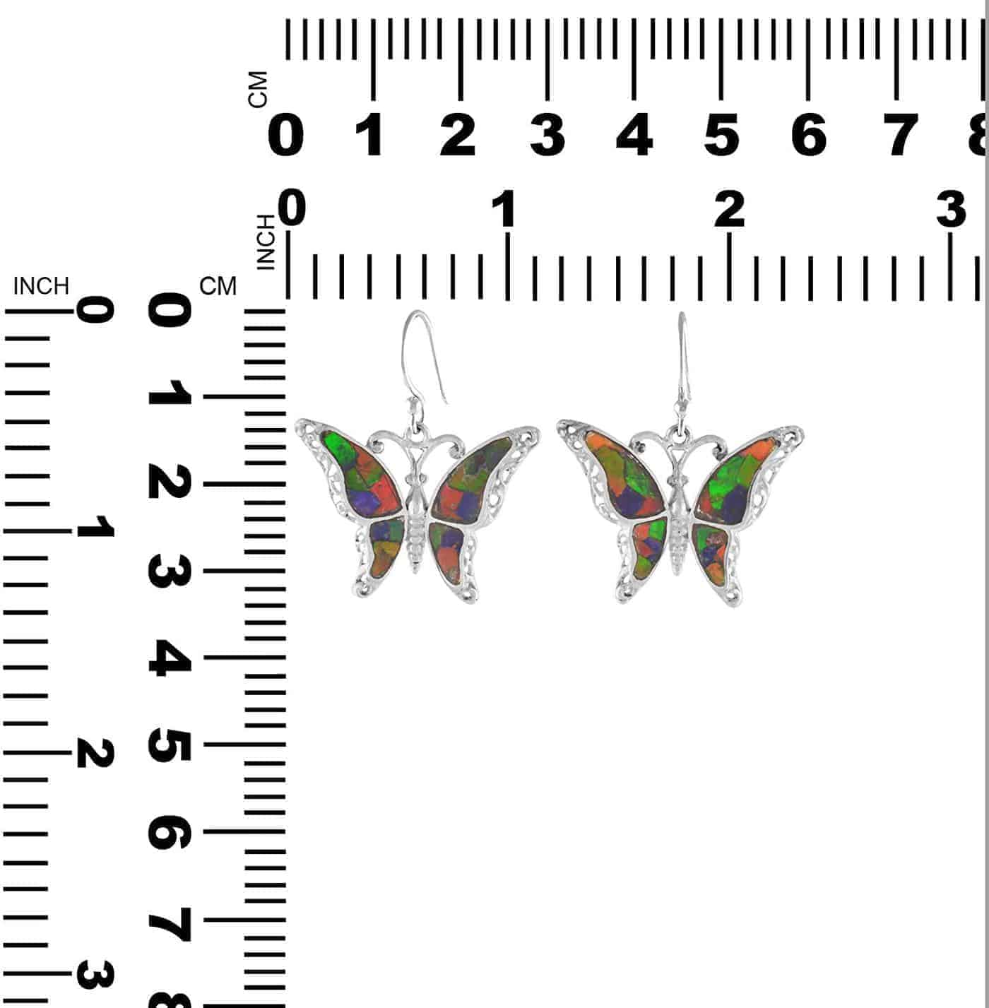 Starborn Ammolite Butterfly Earrings in Sterling Silver