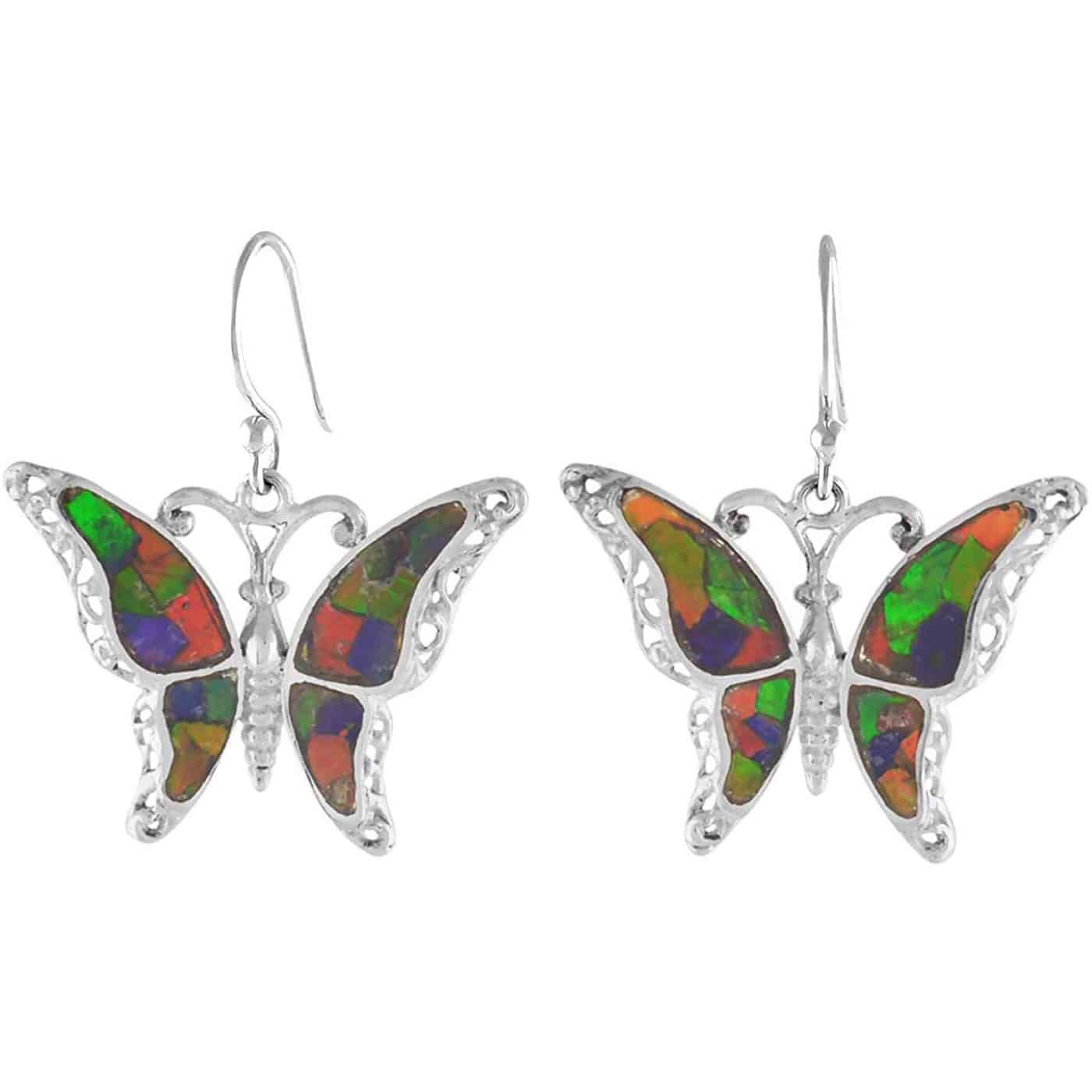 Starborn Ammolite Butterfly Earrings in Sterling Silver