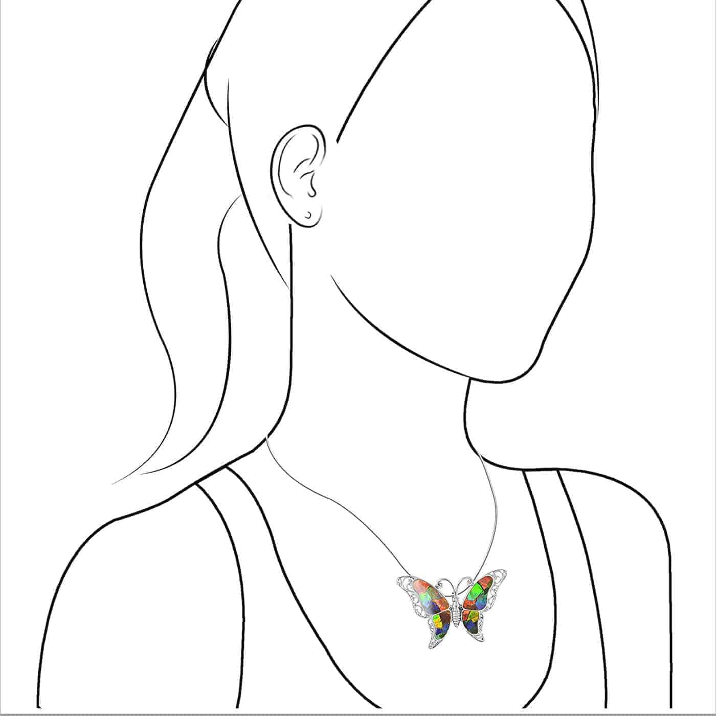 Starborn Ammolite and Sterling Silver Butterfly Pendant