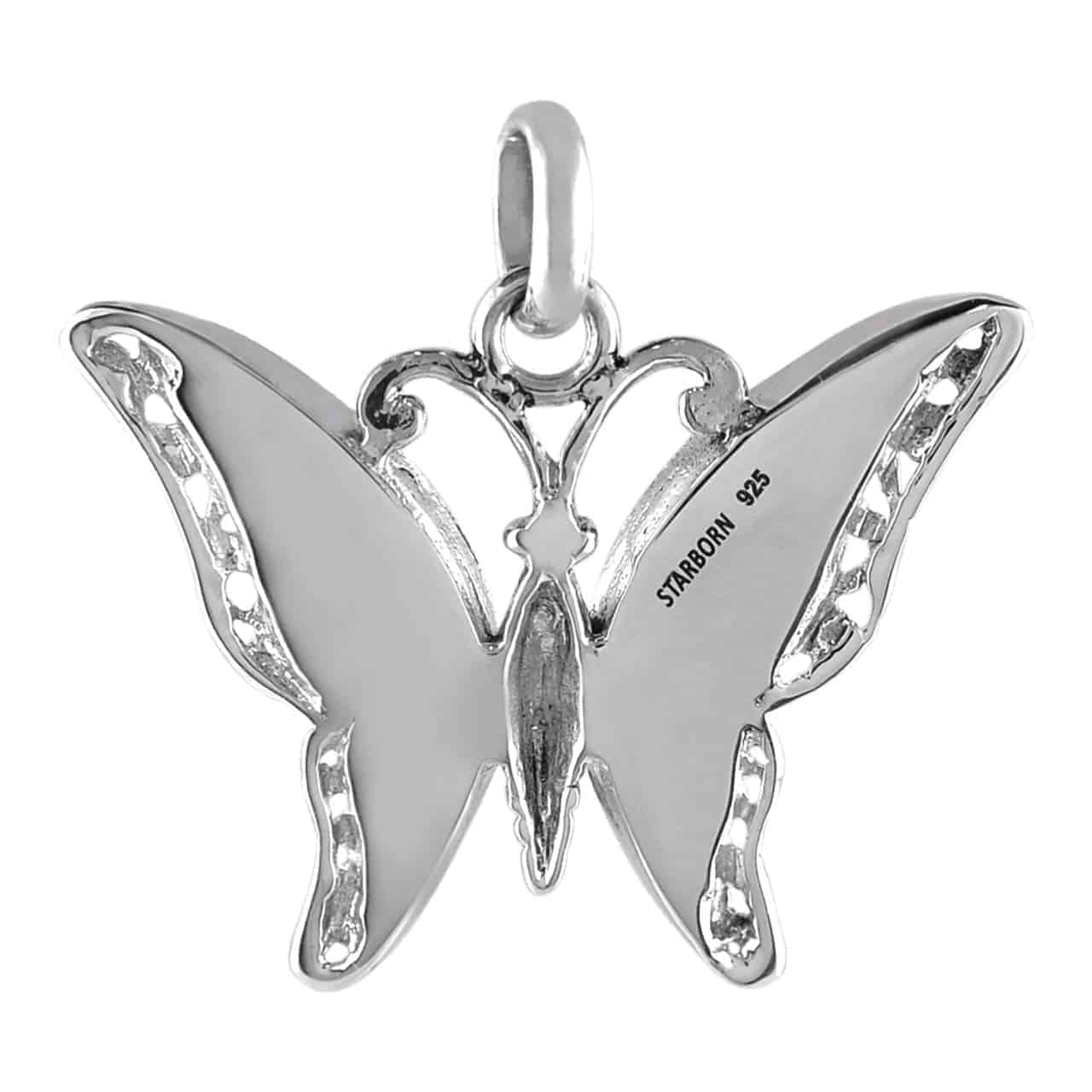 Starborn Ammolite and Sterling Silver Butterfly Pendant with Bail