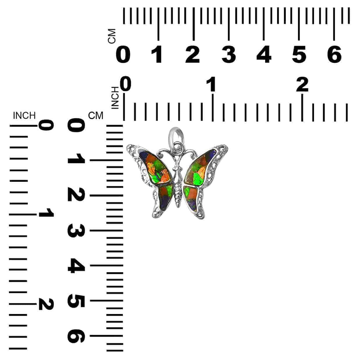 Starborn Ammolite and Sterling Silver Butterfly Pendant with Bail