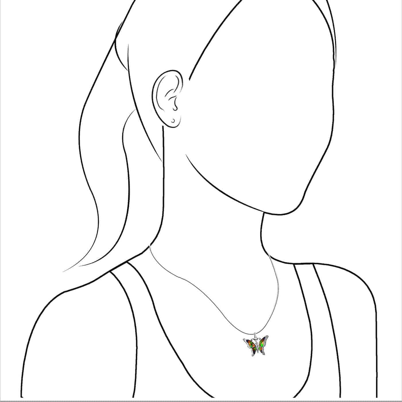 Starborn Ammolite and Sterling Silver Butterfly Pendant with Bail