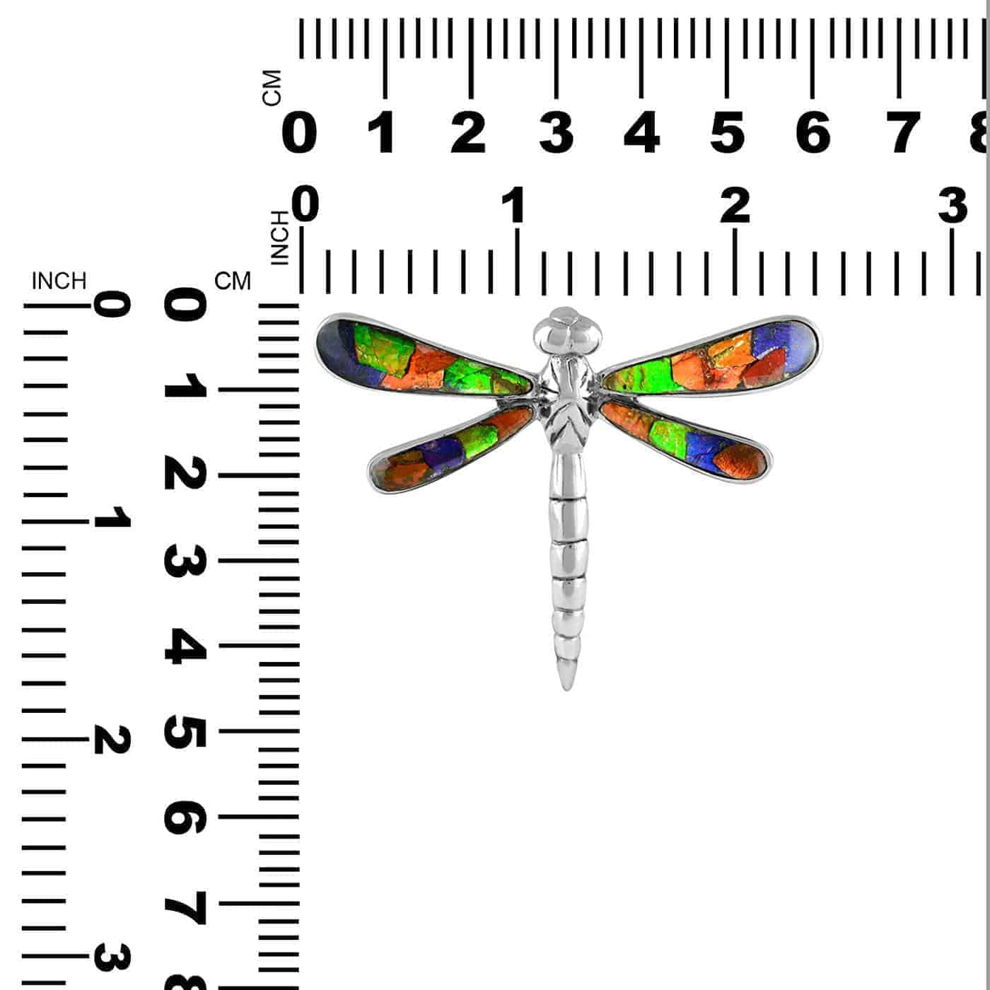 Starborn Ammolite and Sterling Silver Dragonfly Pendant