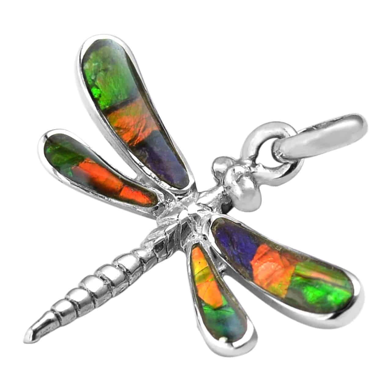 Starborn Ammolite Dragonfly Pendant in Sterling Silver