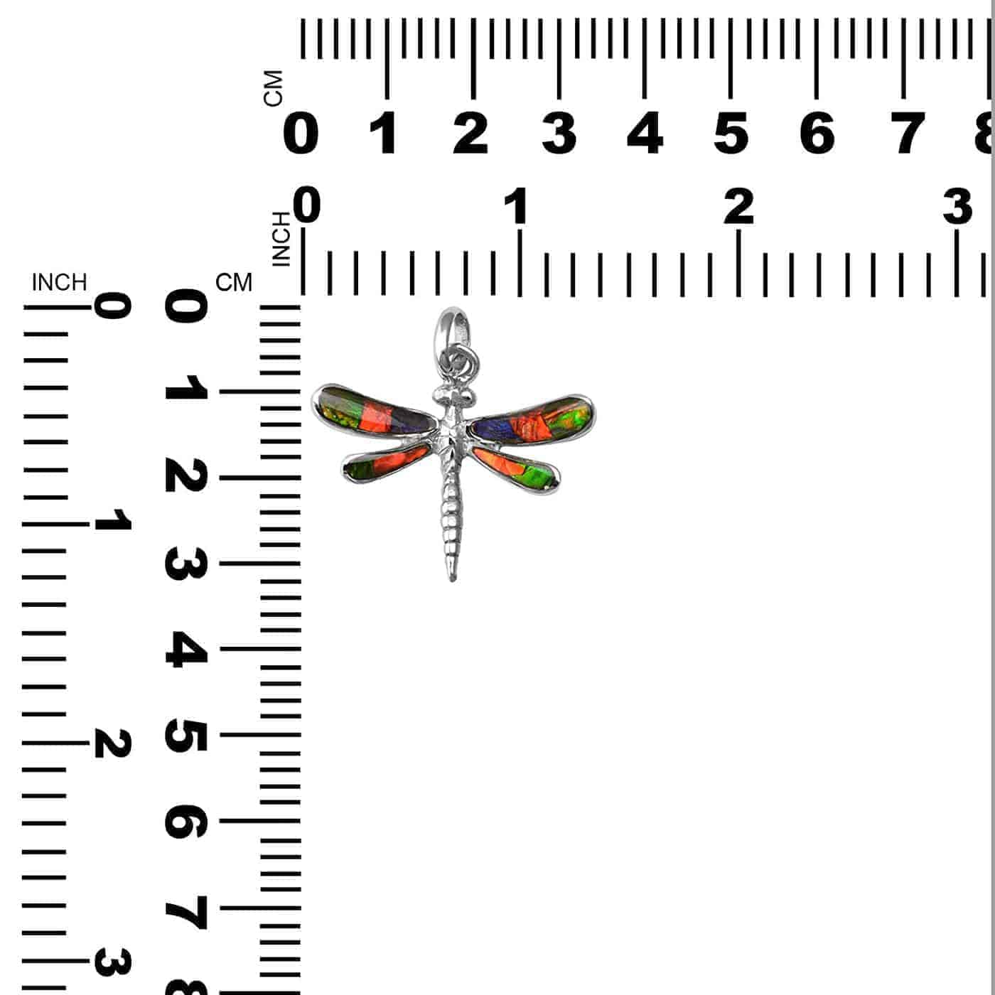 Starborn Ammolite Dragonfly Pendant in Sterling Silver