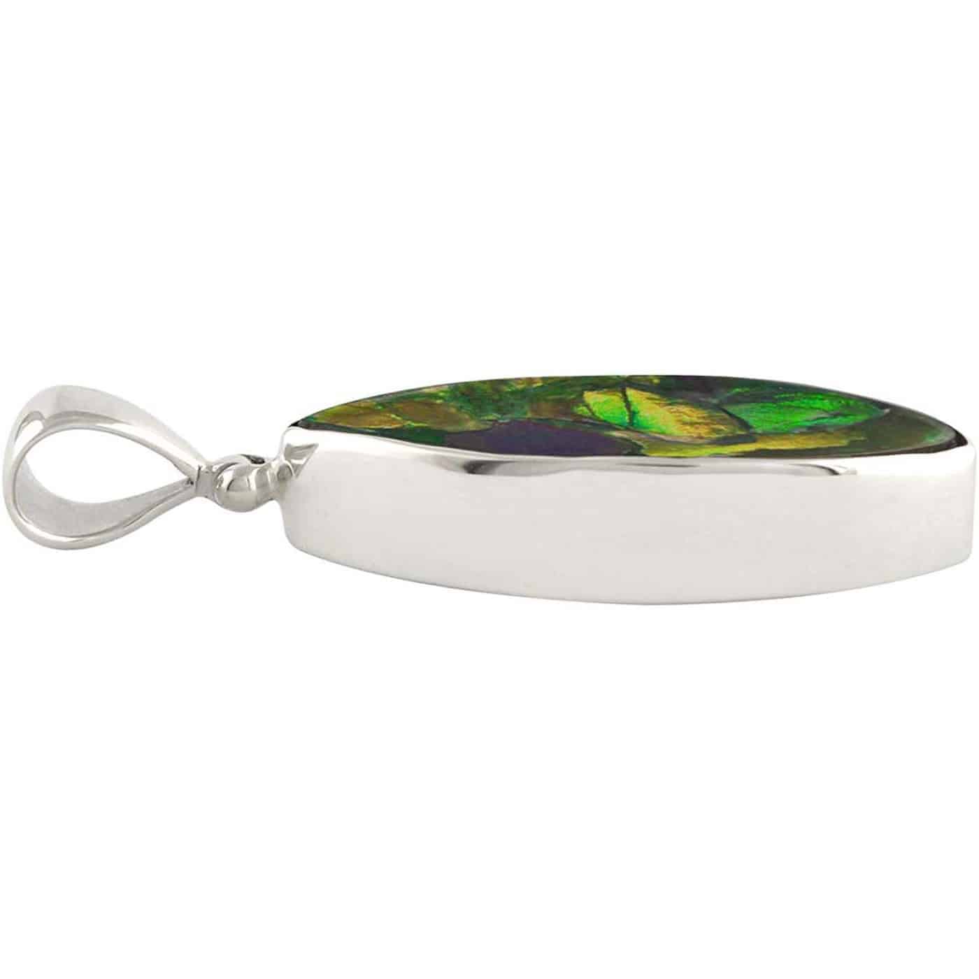 Starborn Ammolite and Sterling Silver Marquise Shape Pendant