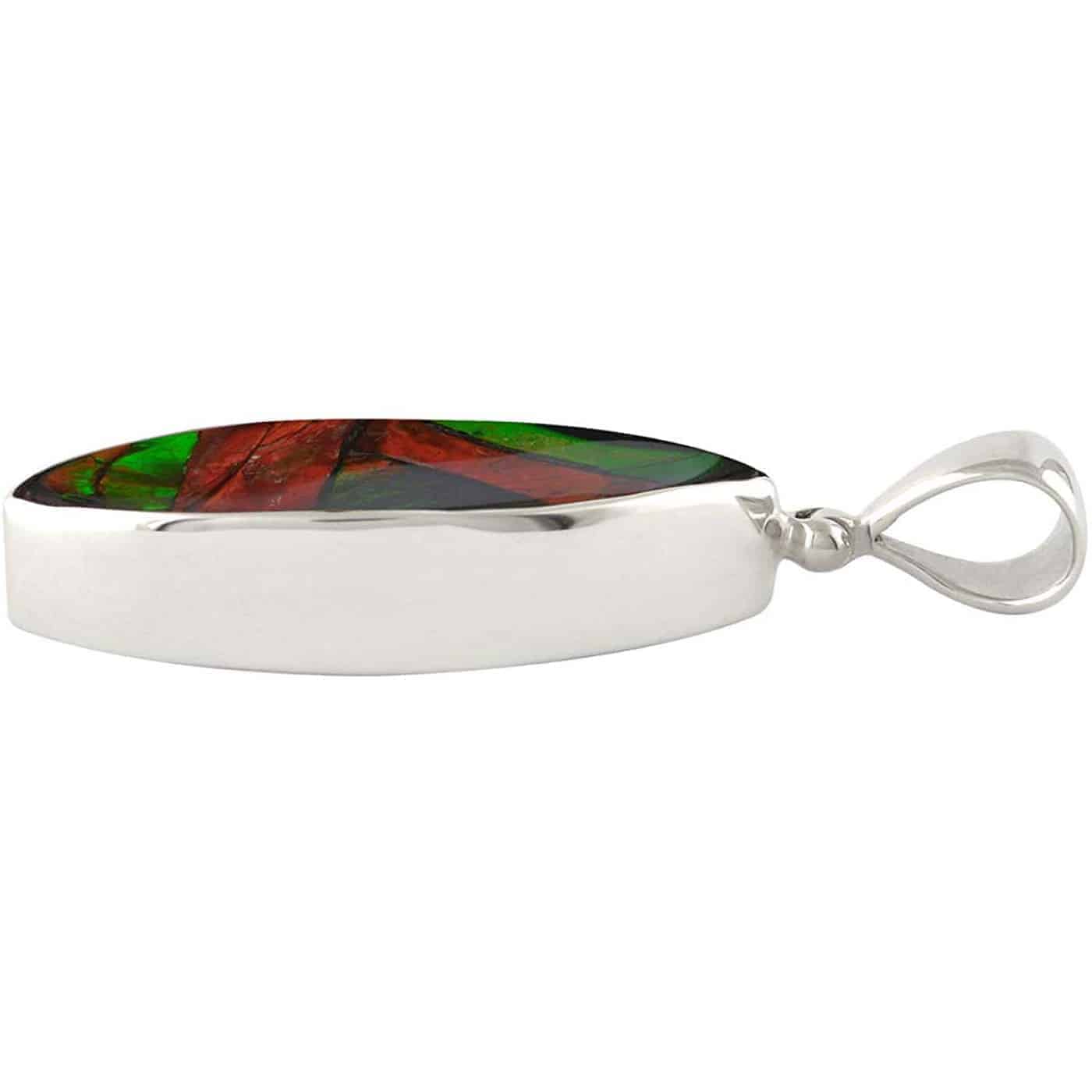 Starborn Ammolite and Sterling Silver Marquise Shape Pendant
