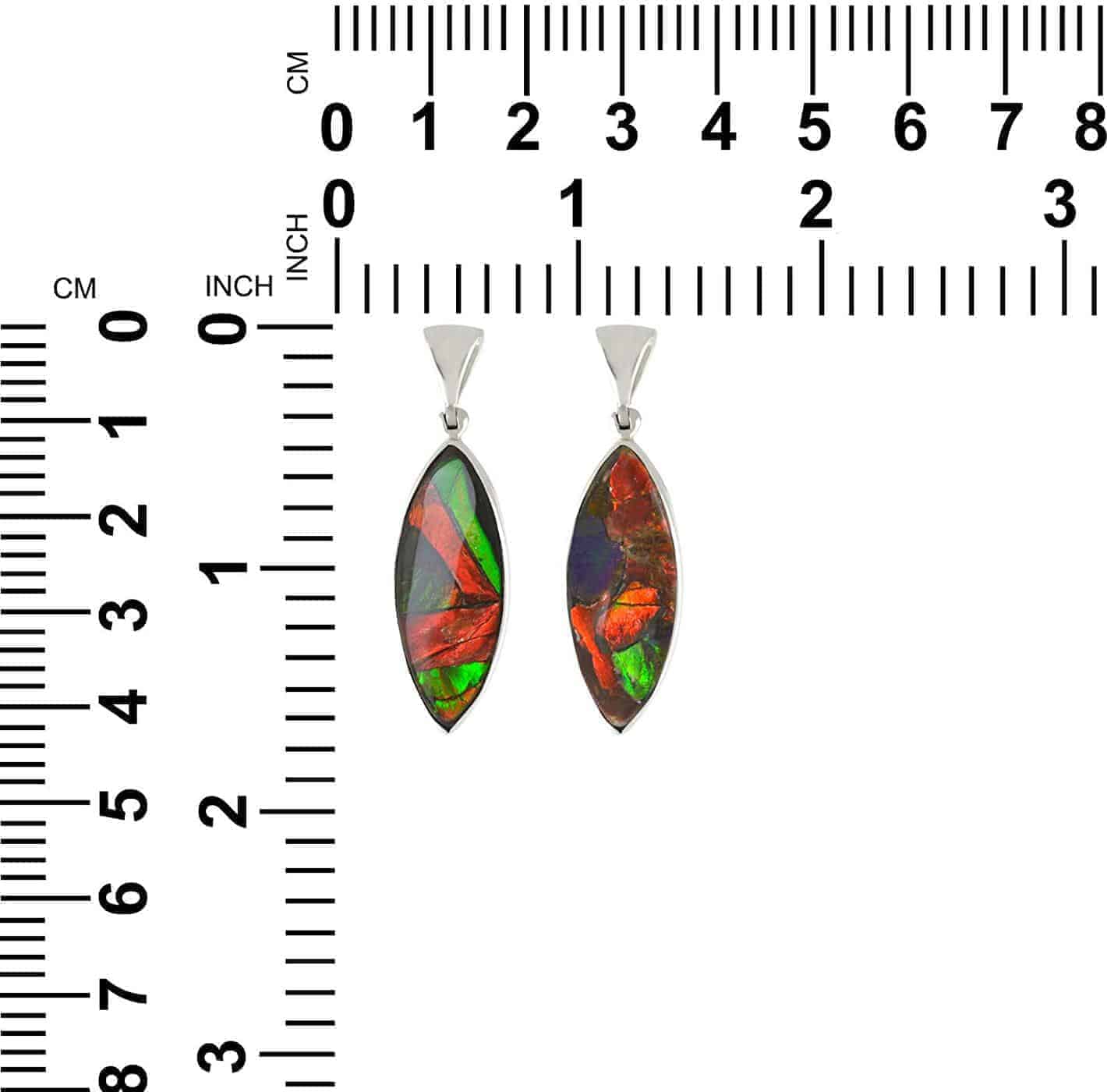 Starborn Ammolite and Sterling Silver Marquise Shape Pendant