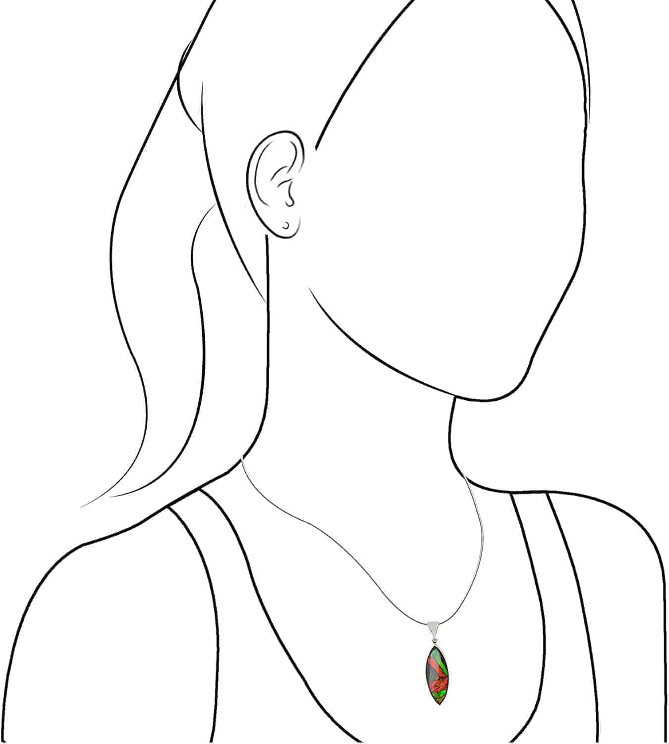 Starborn Ammolite and Sterling Silver Marquise Shape Pendant