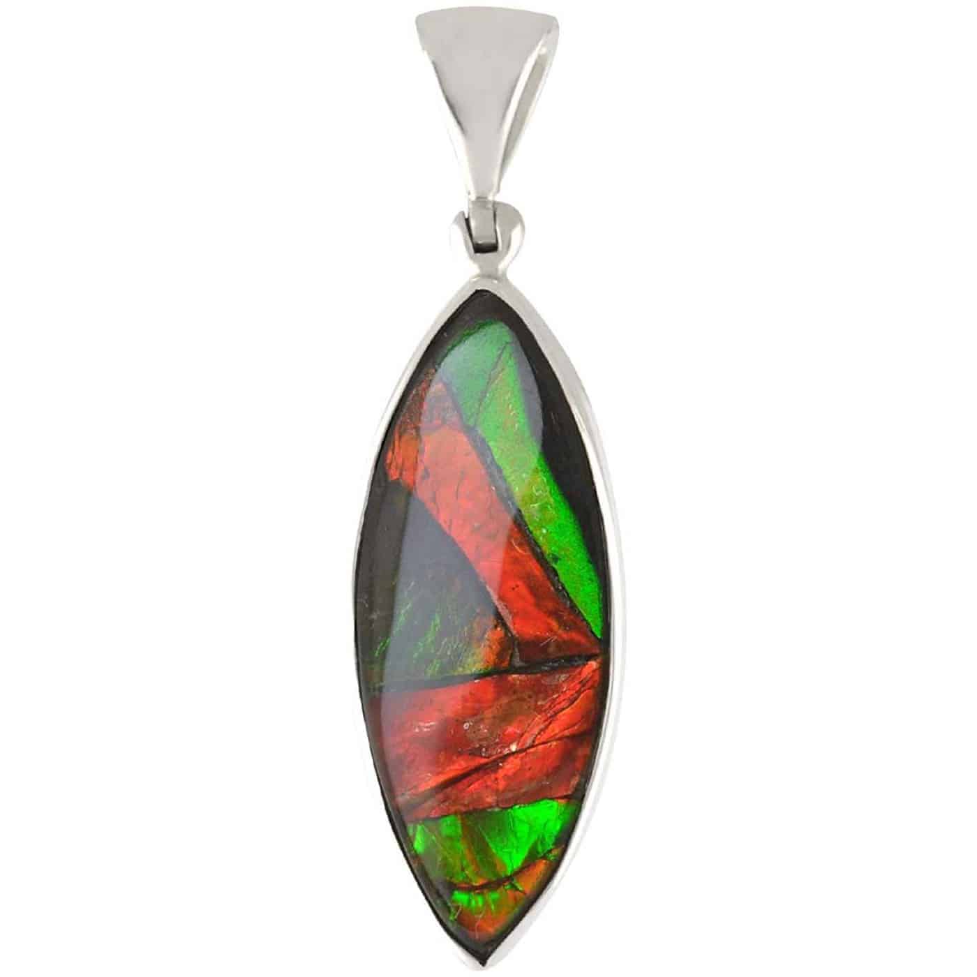 Starborn Ammolite and Sterling Silver Marquise Shape Pendant