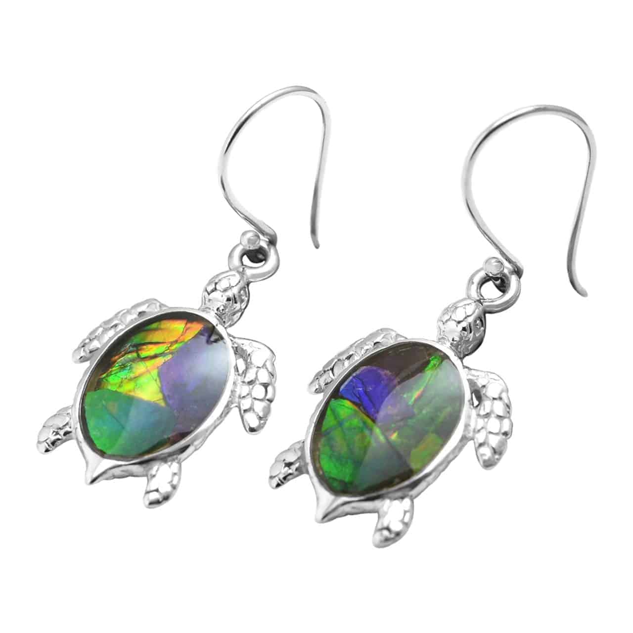 Starborn Ammolite and Sterling Silver Sea Turtle Earrings