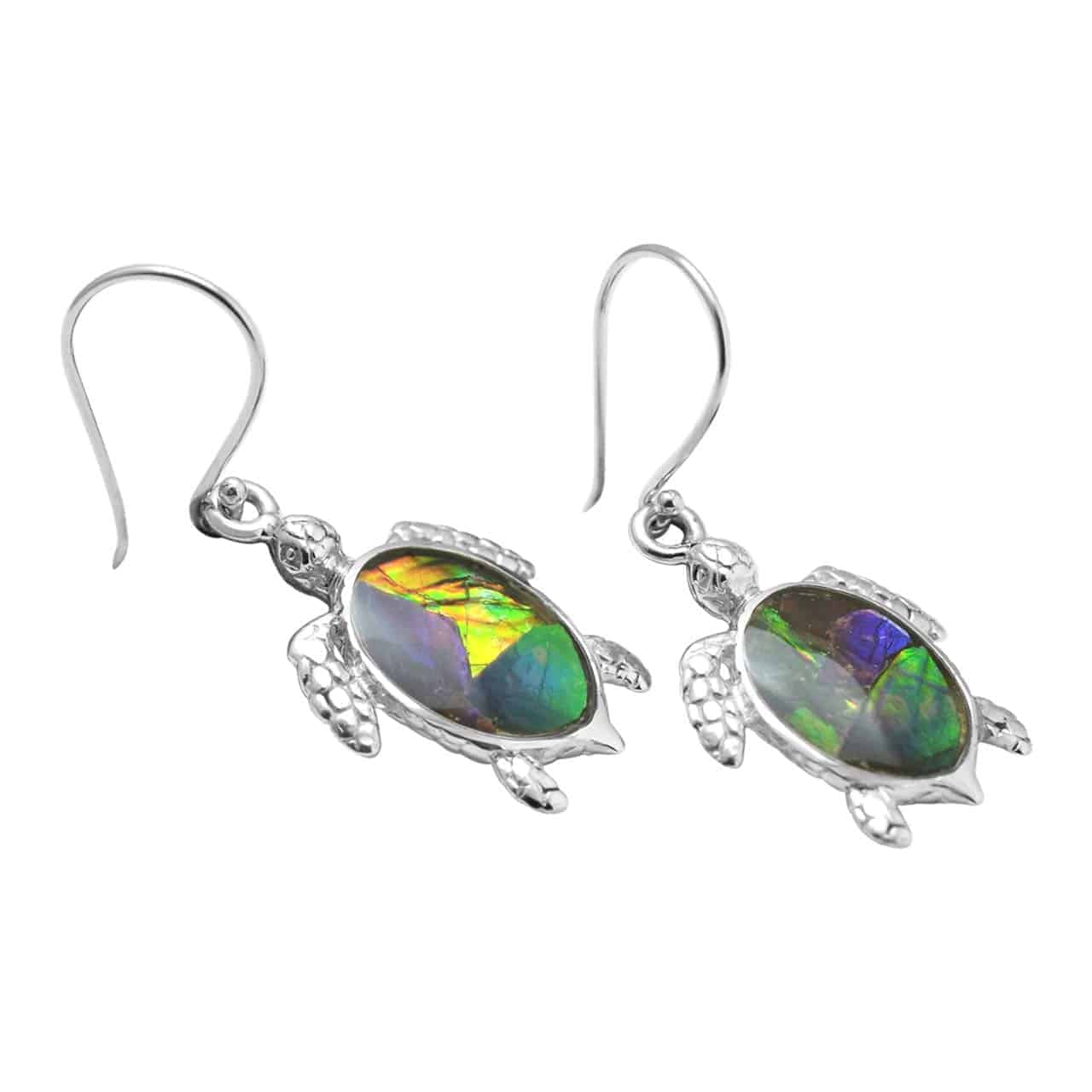 Starborn Ammolite and Sterling Silver Sea Turtle Earrings