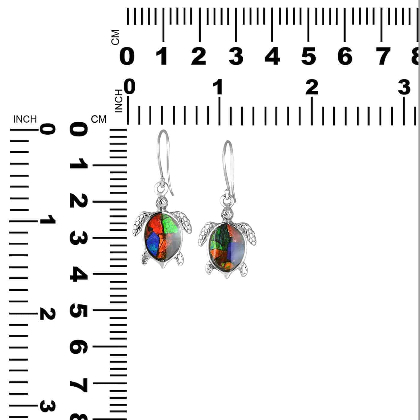 Starborn Ammolite and Sterling Silver Sea Turtle Earrings