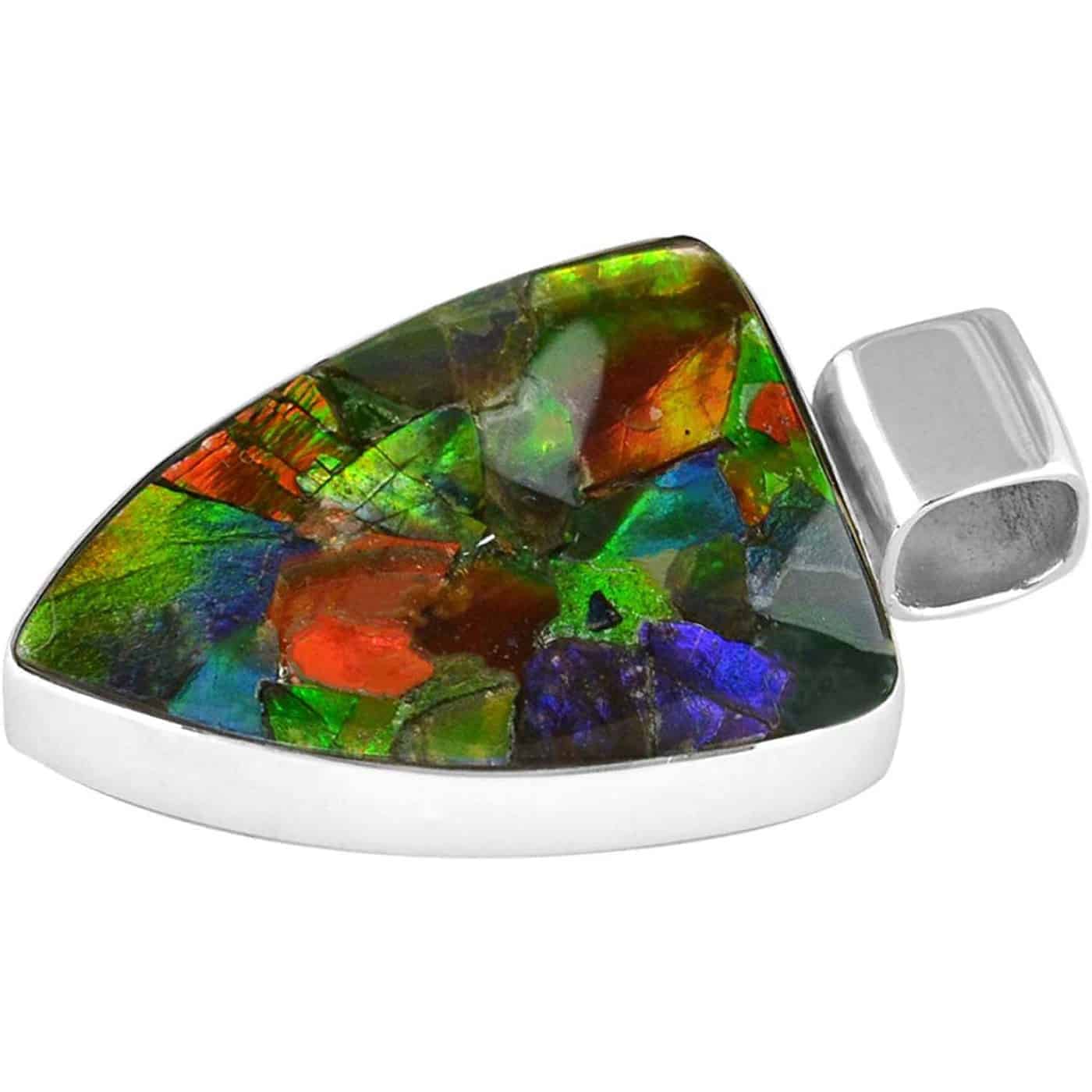 Starborn Ammolite and Sterling Silver Shield Pendant