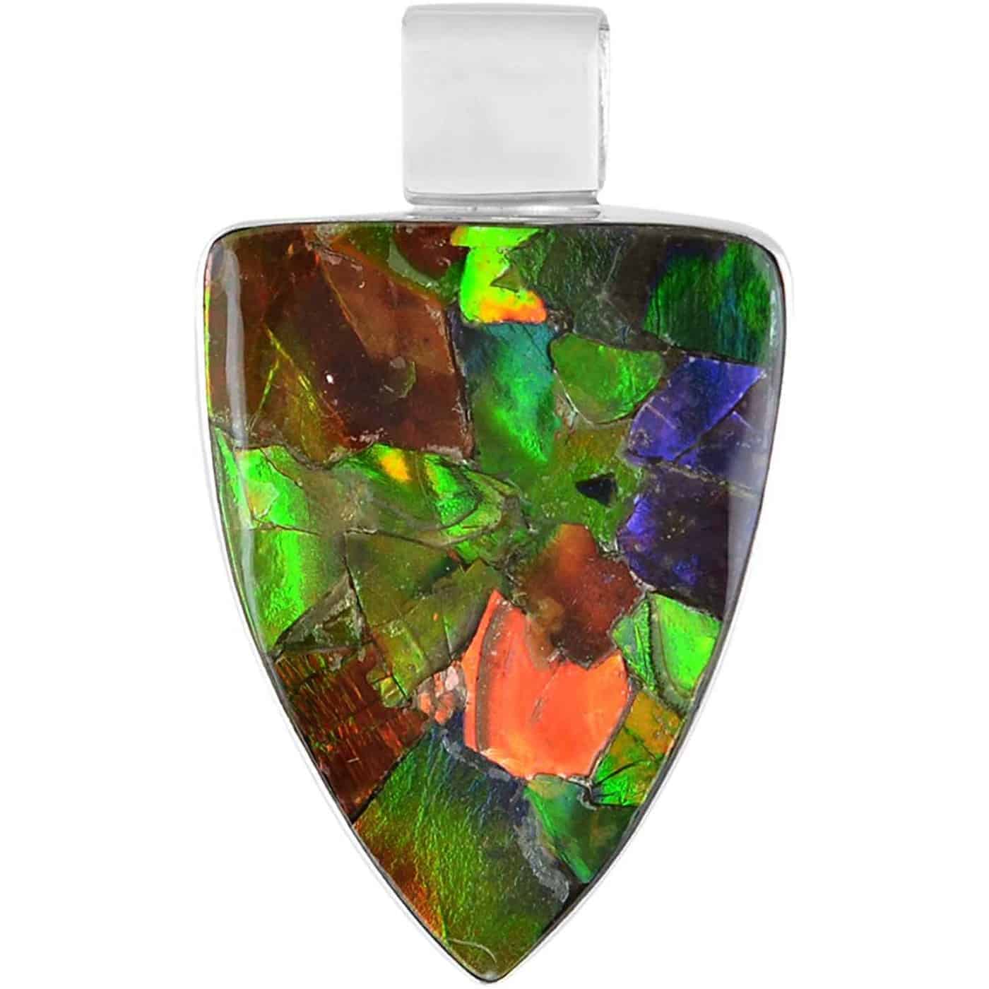 Starborn Ammolite and Sterling Silver Shield Pendant