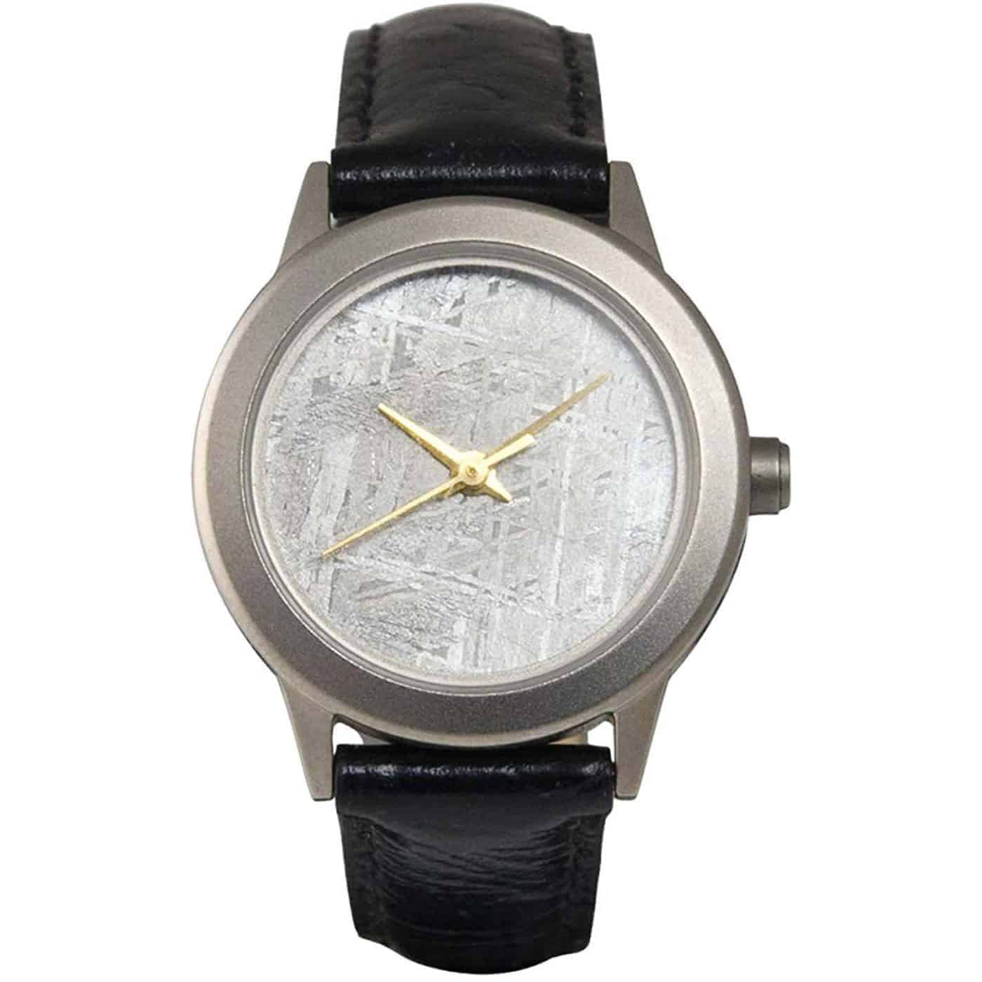 Starborn Muonionalusta Meteorite 20mm Watch with Black Leather Band