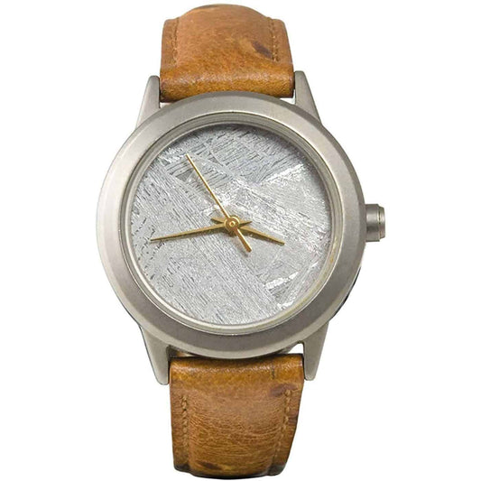 Starborn Genuine Muonionalusta Meteorite Small 20 mm Face Watch with Brown Leather Band