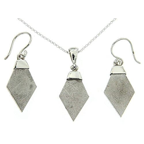 Starborn Gibeon Meteorite Pendant and Earring Set in Sterling Silver