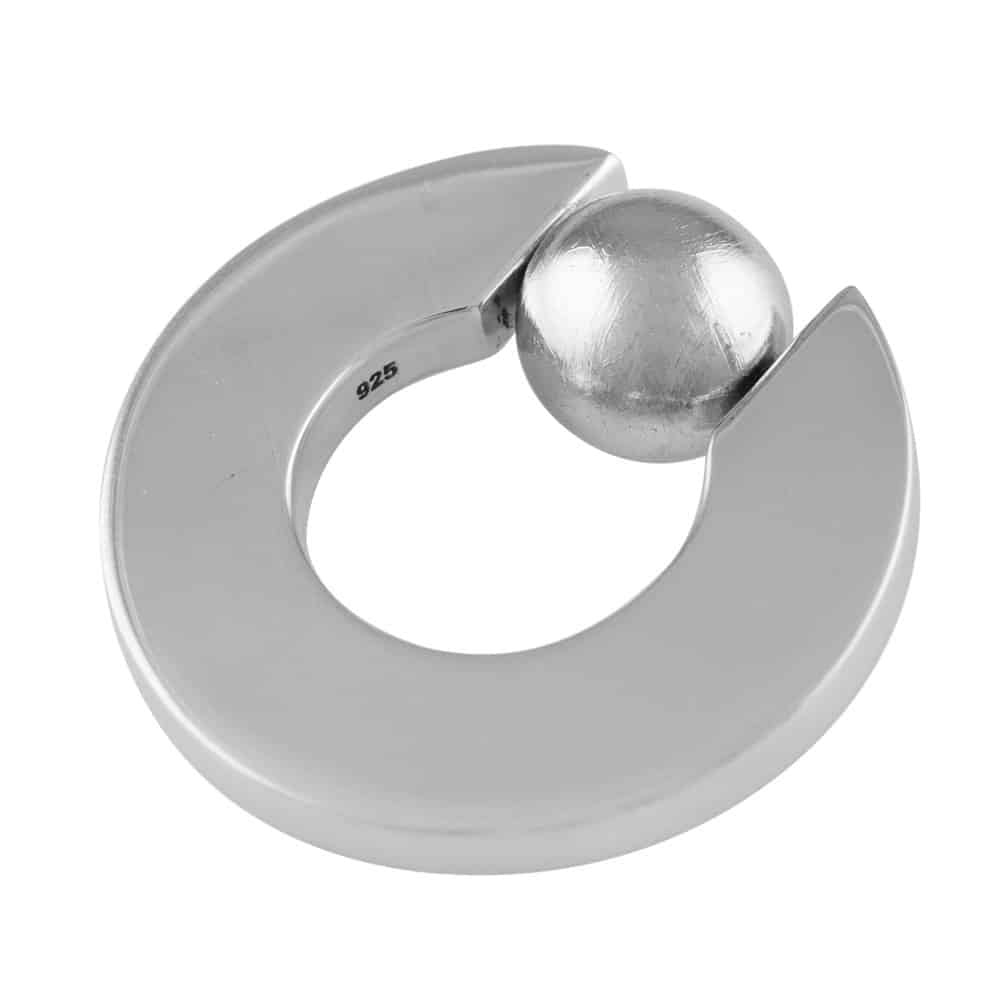 Sterling Silver Gibeon Meteorite Sphere Pendant
