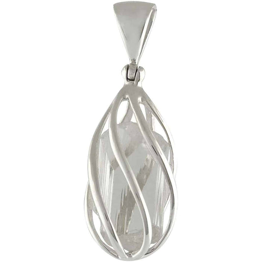 Starborn Danburite Crystal Pedant Cage Set with Rounded Bottom in Sterling Silver
