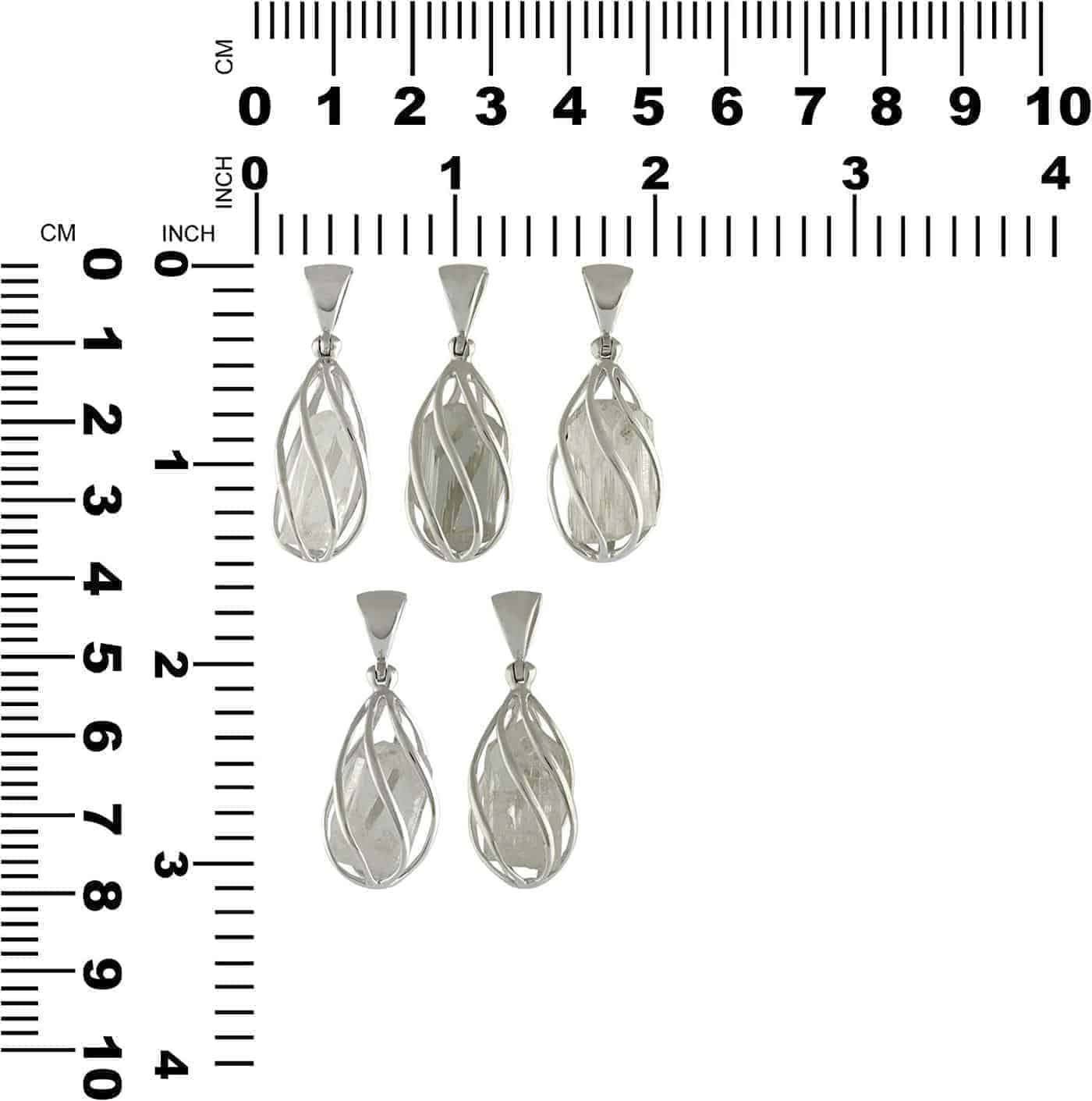 Starborn Danburite Crystal Pedant Cage Set with Rounded Bottom in Sterling Silver