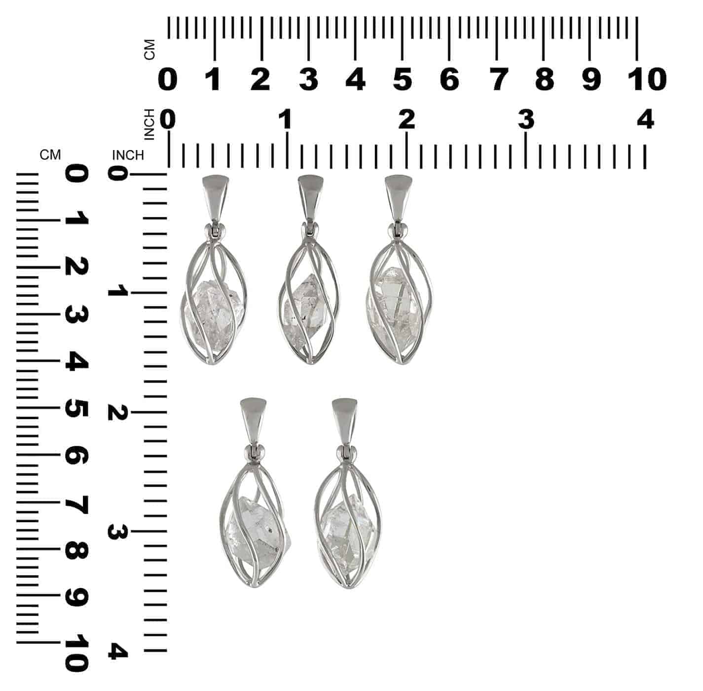 Starborn Herkimer Diamond Large Quartz Crystal Sterling Silver Cage Pendant