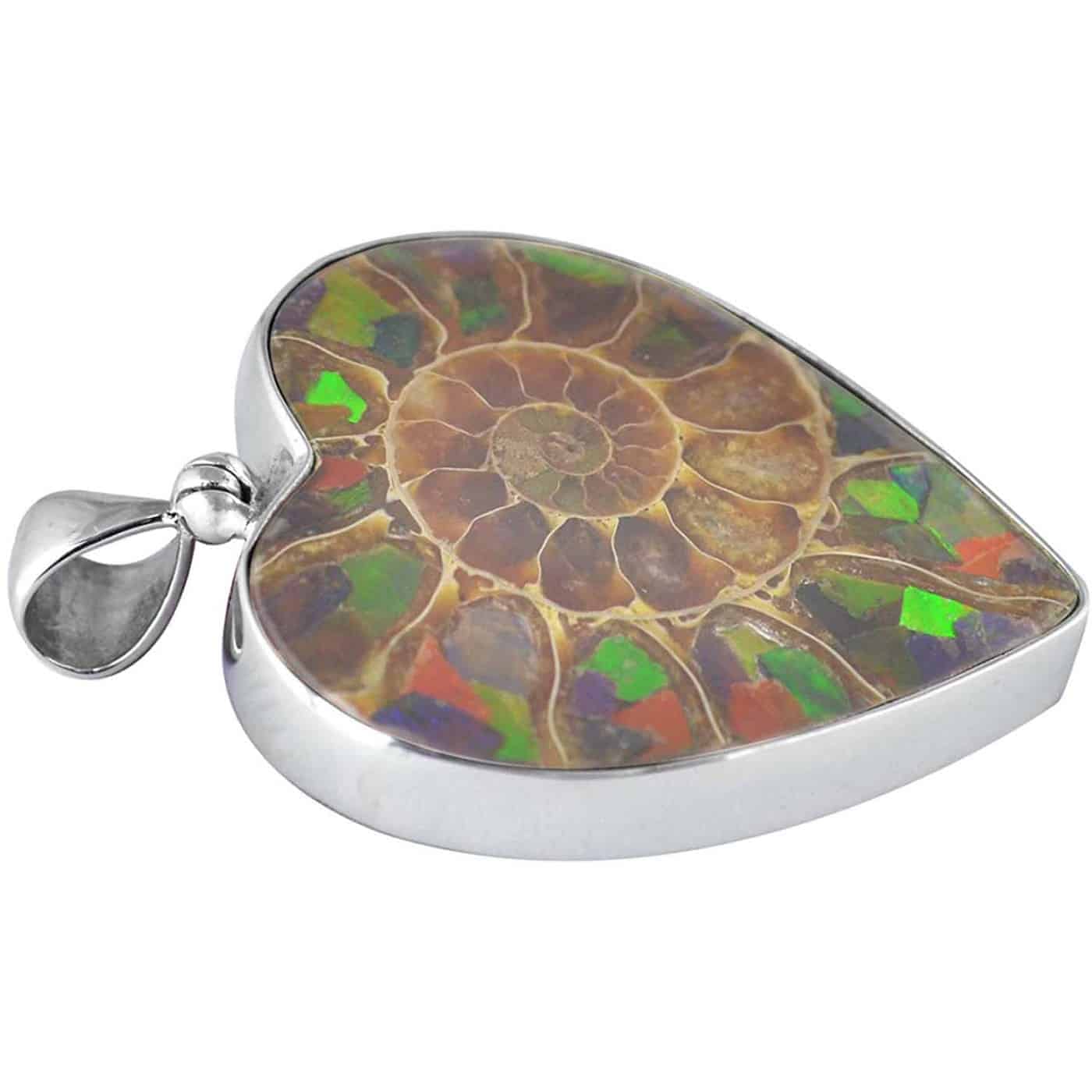 Starborn Sterling Silver Ammolite Inlay Heart Pendant
