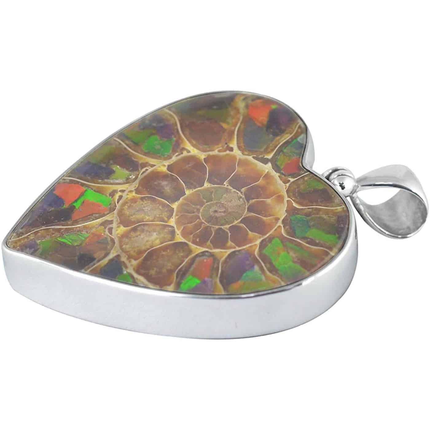 Starborn Sterling Silver Ammolite Inlay Heart Pendant