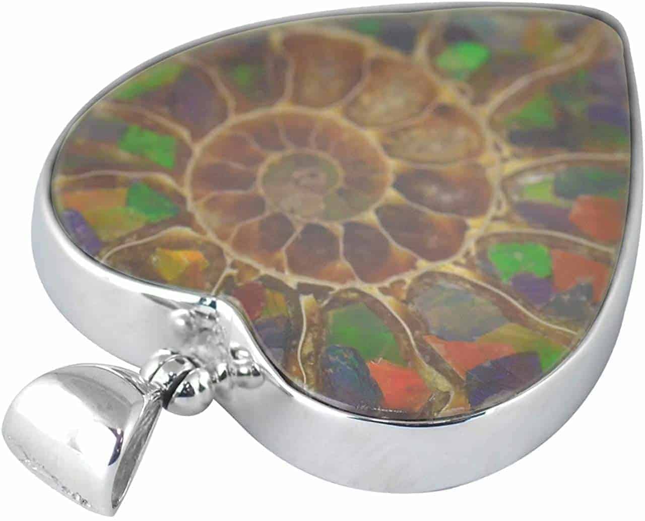 Starborn Sterling Silver Ammolite Inlay Heart Pendant